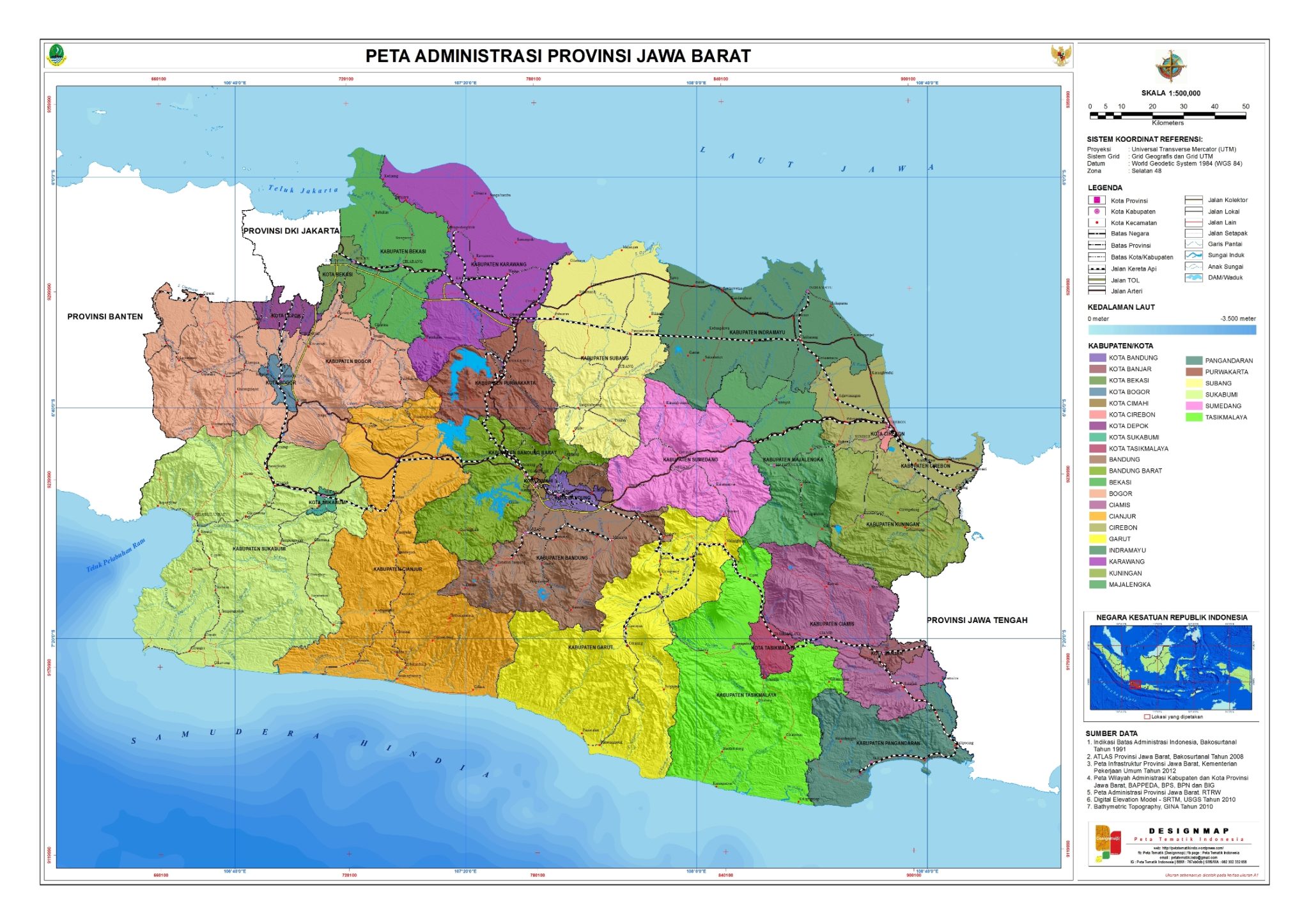 Peta Jawa Barat Lengkap Dengan Batas Administrasi - KangDede